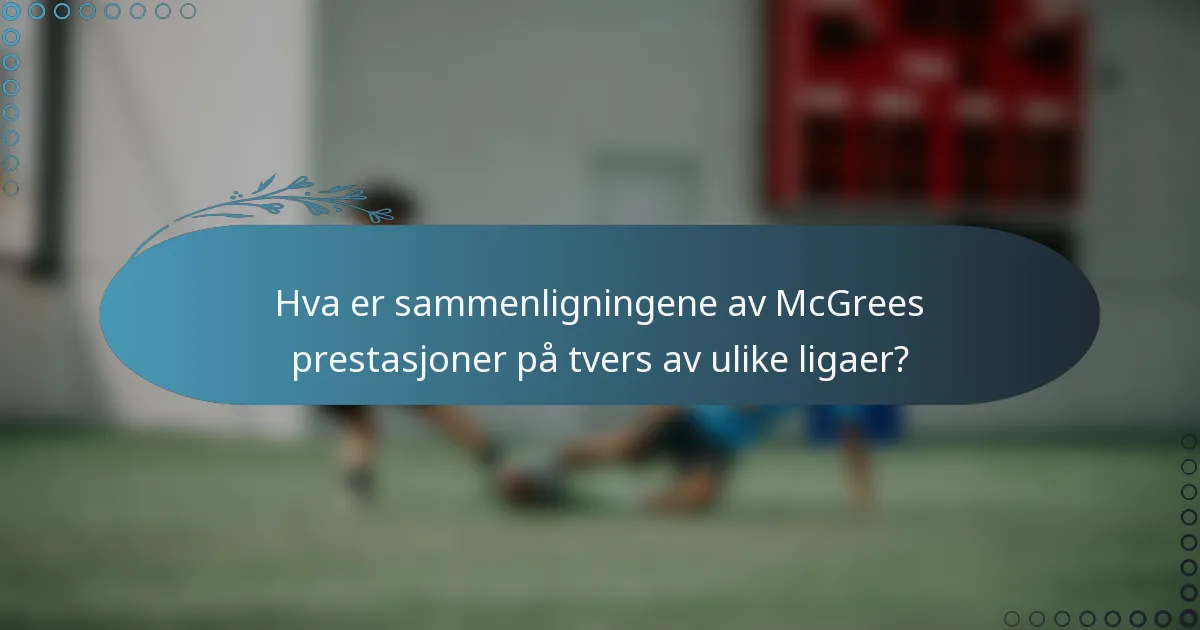 Hva er sammenligningene av McGrees prestasjoner på tvers av ulike ligaer?