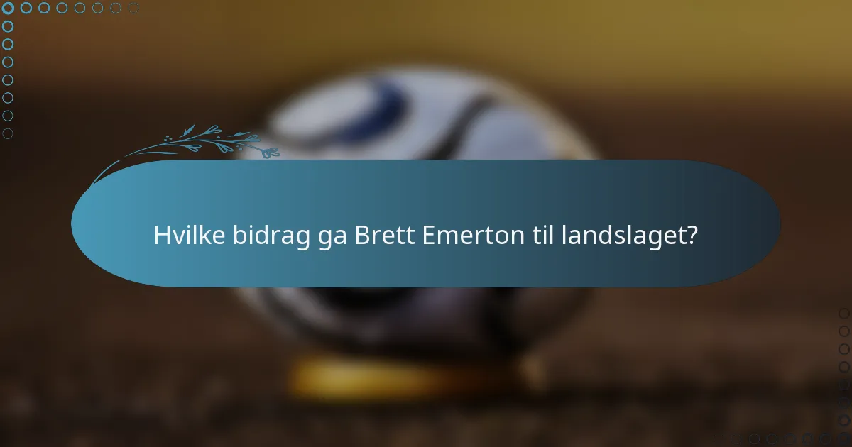Hvilke bidrag ga Brett Emerton til landslaget?
