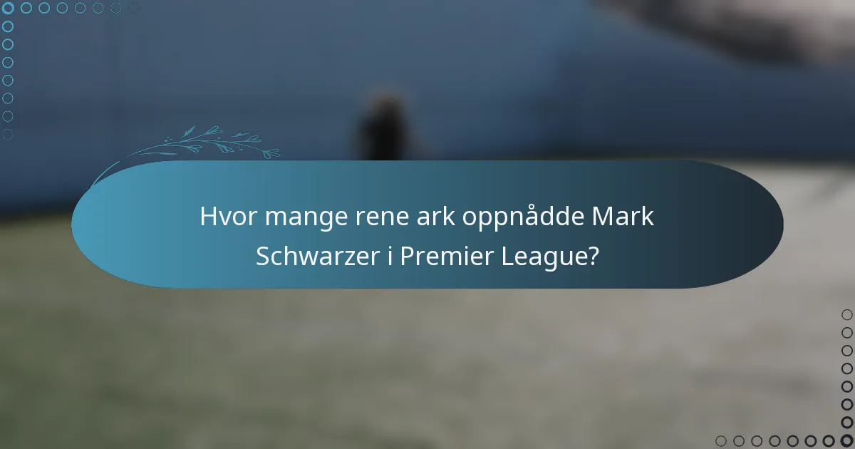 Hvor mange rene ark oppnådde Mark Schwarzer i Premier League?